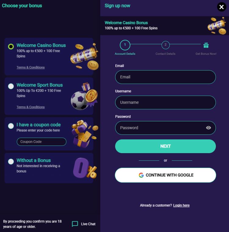 Spin Platinum Casino Registration Process