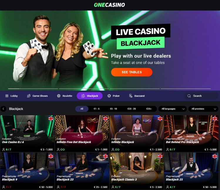 One Casino - Best Live Dealer Casino for Live Blackjack