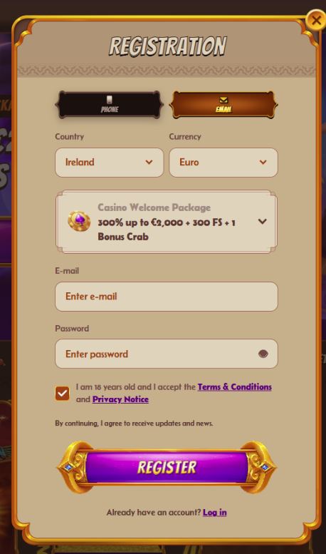 Alawin Casino Registration Process