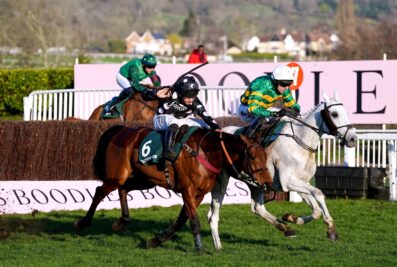 |Colreevy ridden by Paul Townend clears the last on their way to winning the Mrs Paddy Power Mares' Chase during day four of the Cheltenham Festival.||