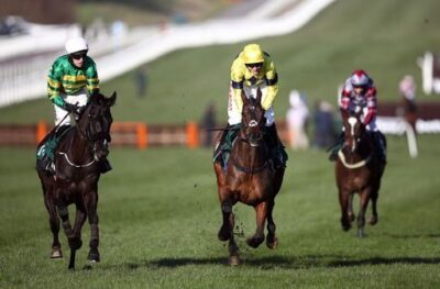 Sky Pirate (centre) clung on by the narrowest of margins from Entoucas (left) in the 2021 Johnny Henderson Grand Annual.|The 12-year-old Croco Bay (right) caused an enormous 66/1 upset in the 2019 Grand Annual.