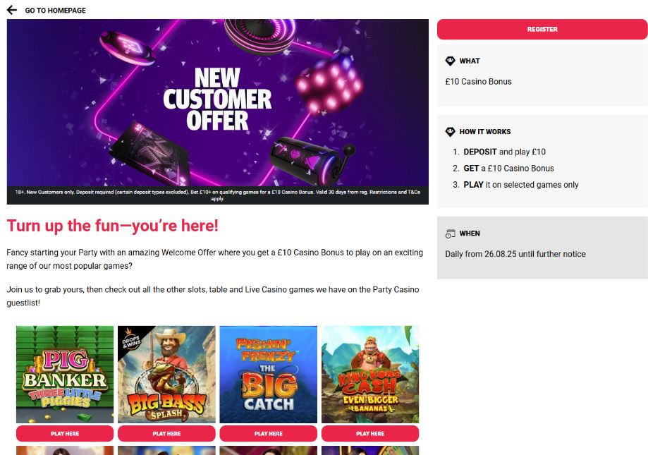Party Casino Welcome Bonus