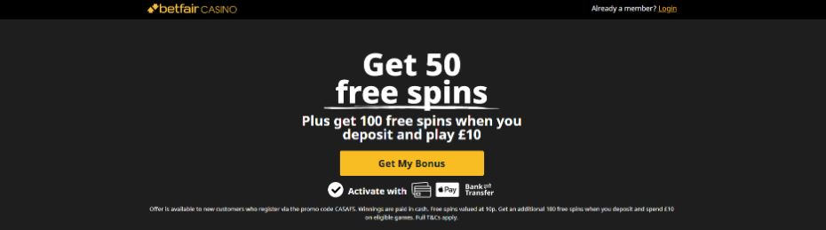 Betfair Casino Welcome Bonus
