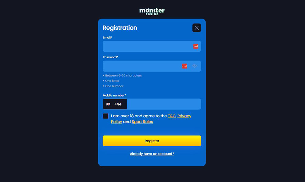 Monster Casino Registration