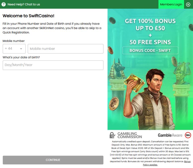 Swift Casino Registration Process
