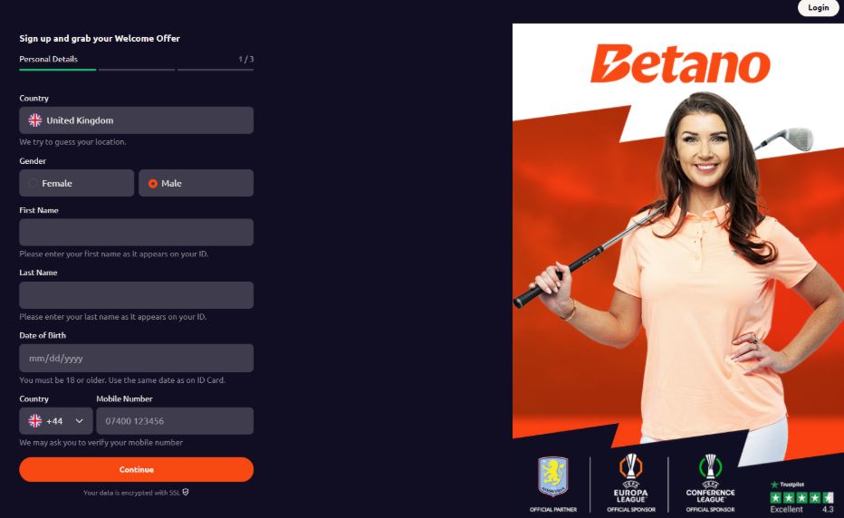 Betano Casino Registration