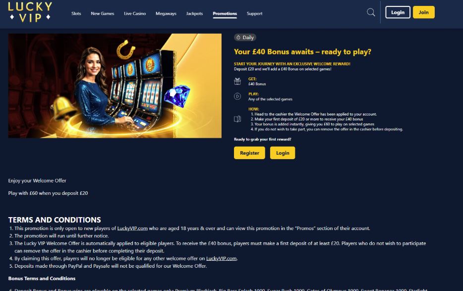LuckyVIP Casino Welcome Bonus