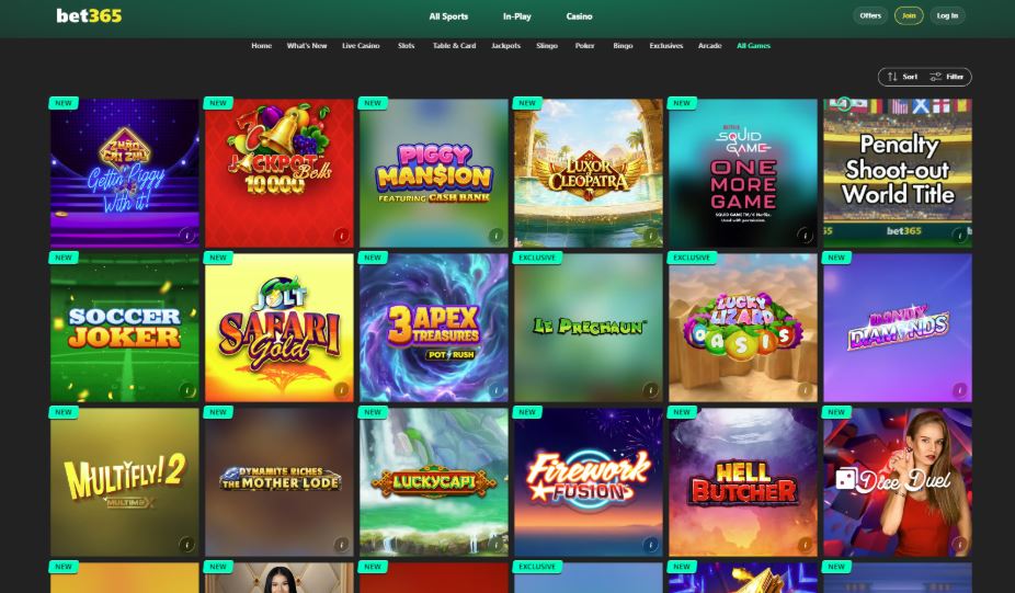 bet365 Casino Game Selection