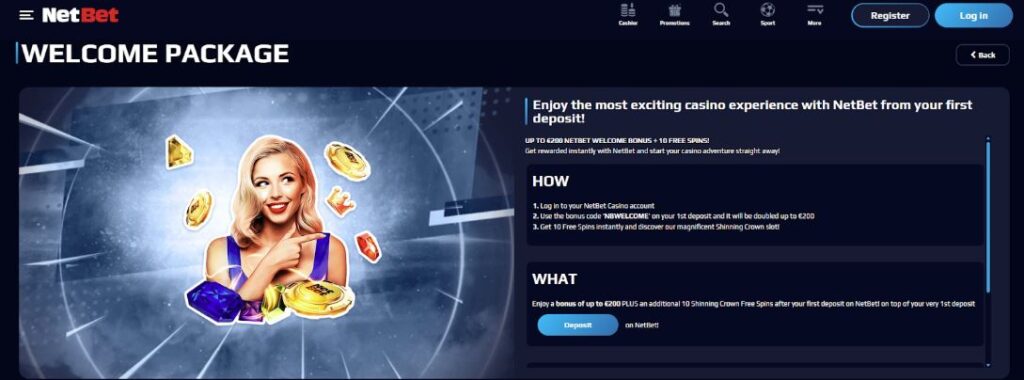 NetBet Casino Welcome Package
