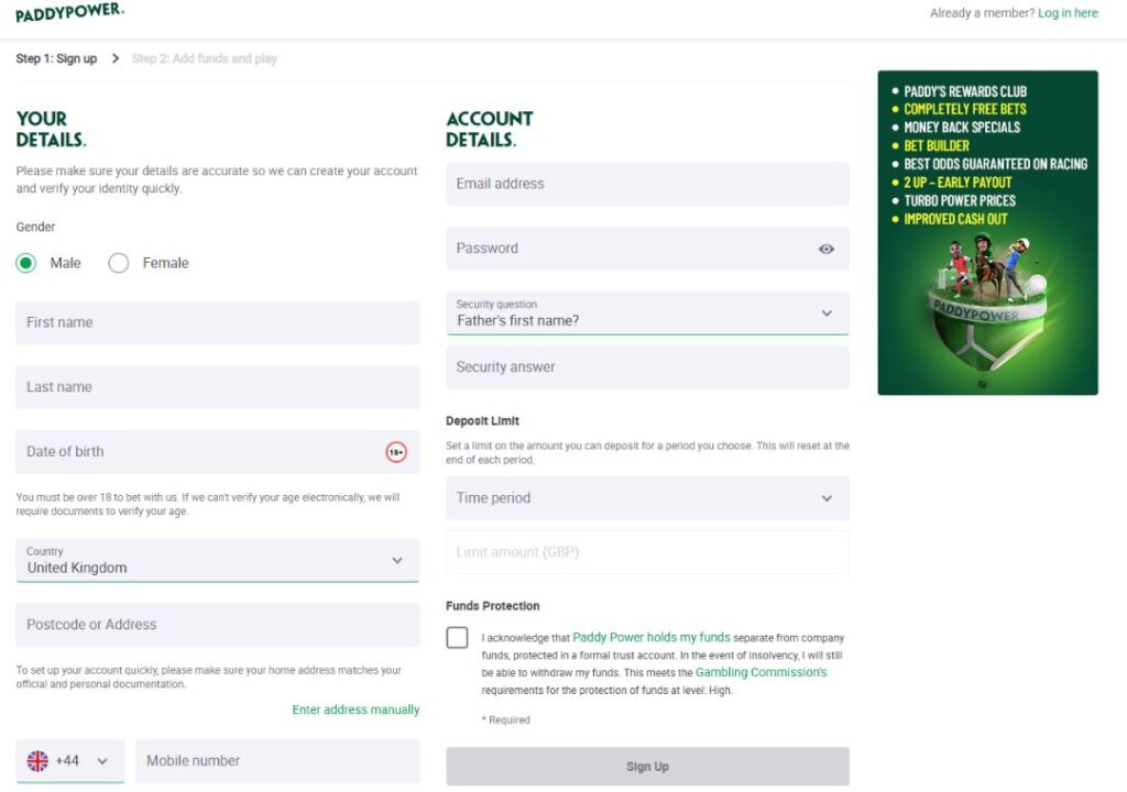 Paddy Power Casino Baccarat Sign Up