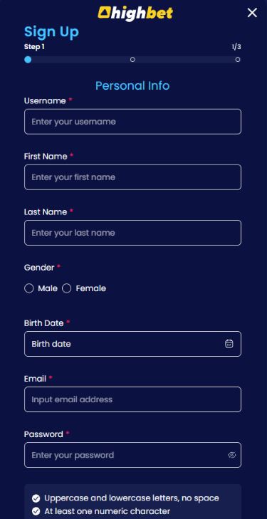 Highbet Casino Registering