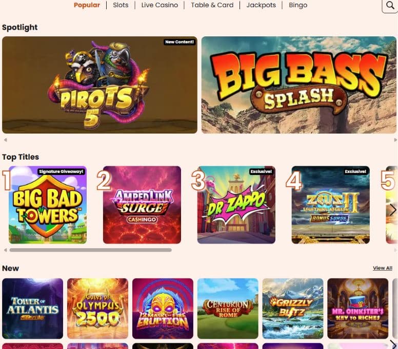 Fever Slots Casino Game Catalogue