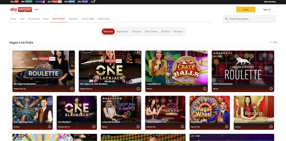 Sky Vegas Casino Live Picks