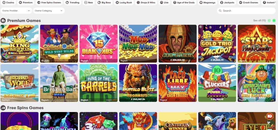 10Bet Casino Game Selection