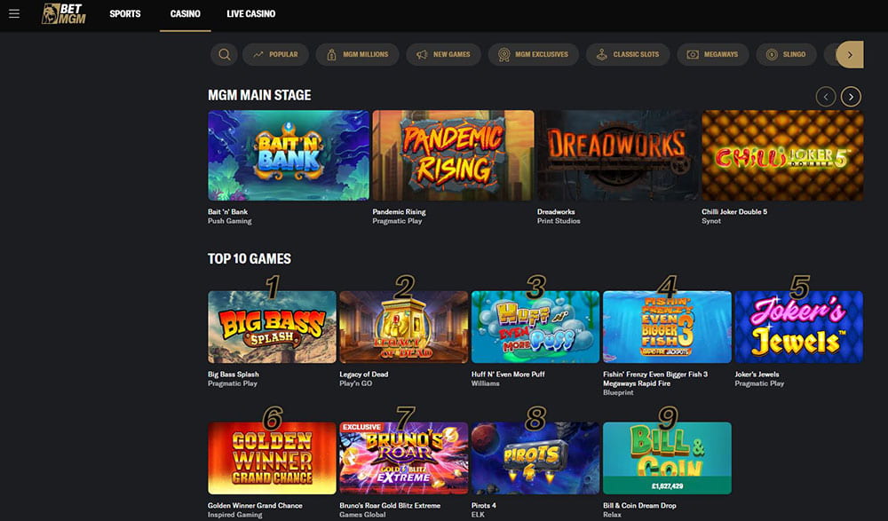 BetMGM Casino Top 10 Games