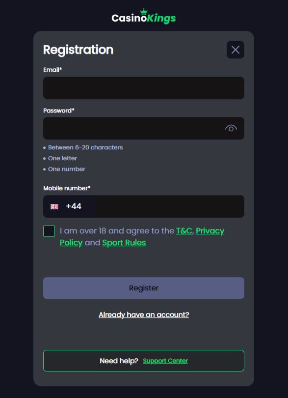 Casino Kings Registration