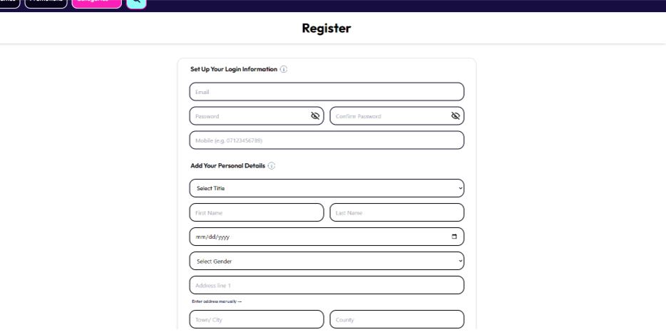 Vegas Wins Registration Process