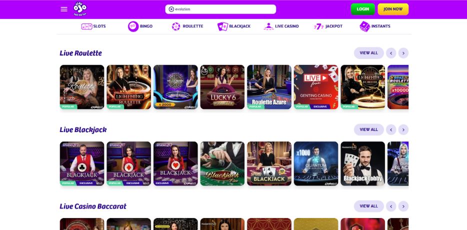 PlayOJO Casino Evolution Gaming