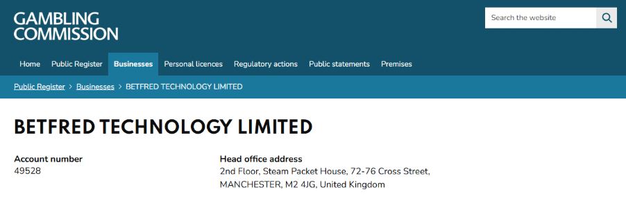 Betfred Gambling Commission