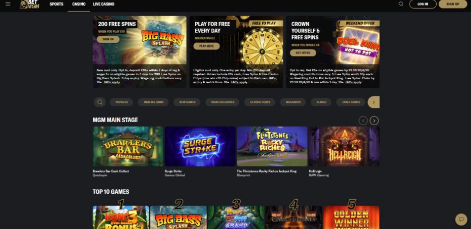 BetMGM Casno £10 Deposit Bonus