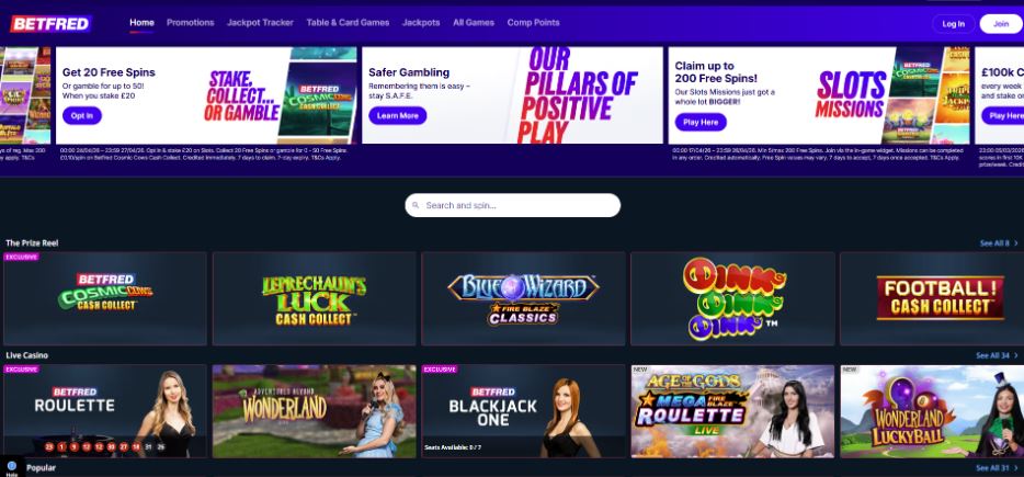 Betfred Casno £10 Deposit Bonus