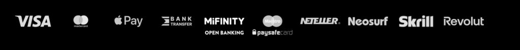 Grand Ivy Casino payment methods including Visa, Mastercard, Apple Pay, bank transfer, MiFinity, Neteller, Neosurf, Skrill, Revolut and Paysafecard.