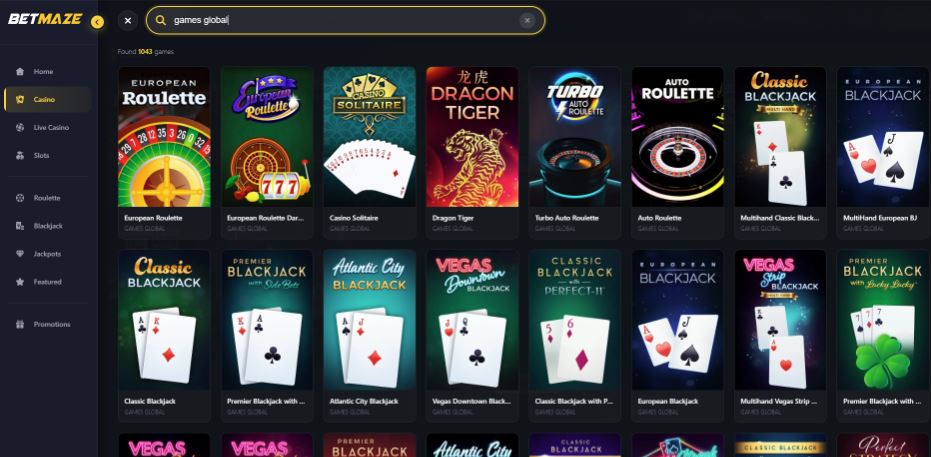BetMaze Casino - Games Global Casinos