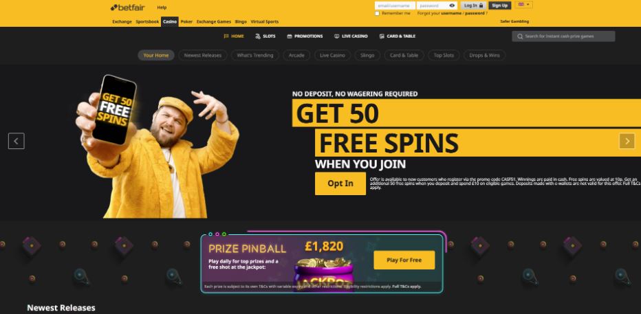 Betfair Casino - No Wagering Casino