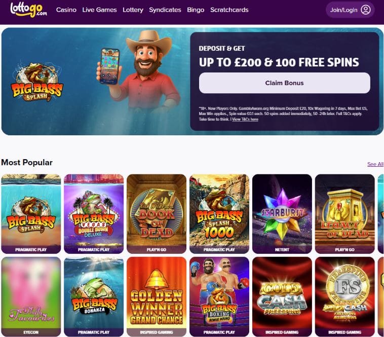 LottoGo Casino - 100% Casino Bonuses