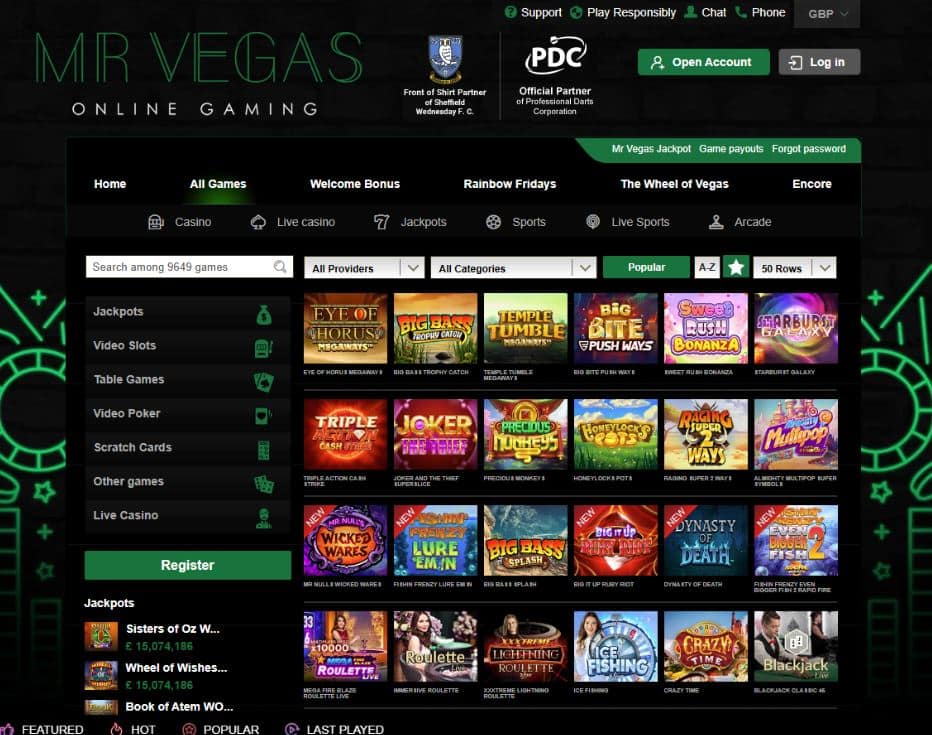 Mr Vegas Casino - 100% Casino Bonuses