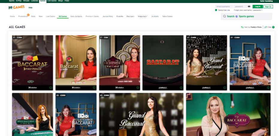 Paddy Power Casino - Baccarat Casinos