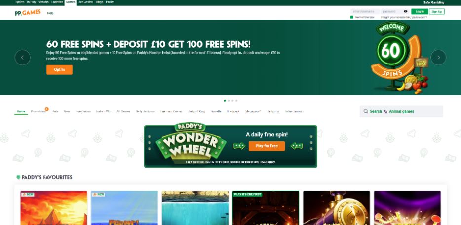PaddyPower Casino - No Wagering Casino
