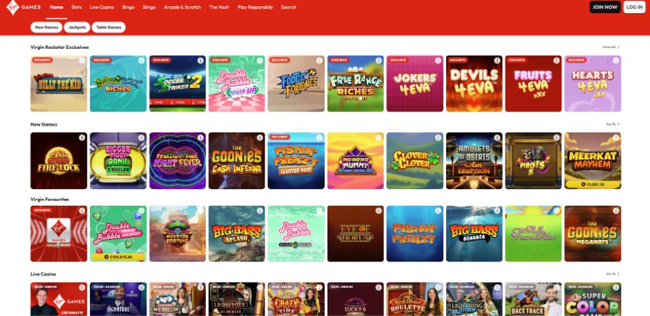 Virgin Games Casino - Game Catalogue & Software
