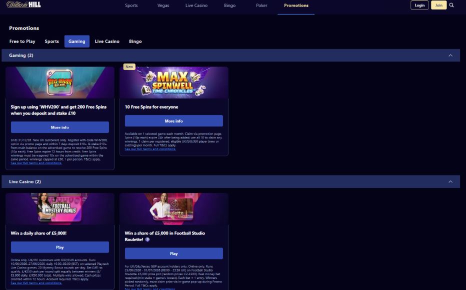 William Hill Casino Promotions and Loyalty Program