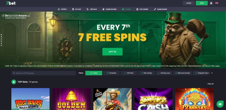 7Bet Casino - £20 Minimum Deposit