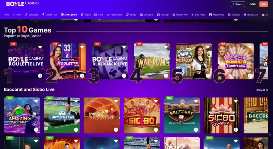 BOYLE Casino Live Casino