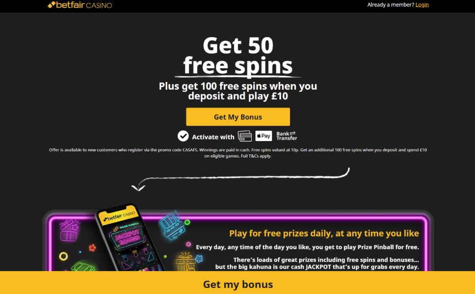 Betfair Casino - 50 FS