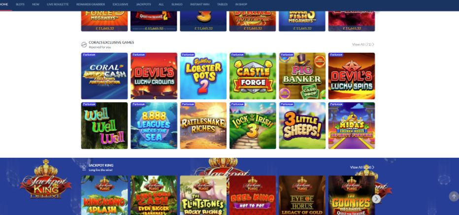 Coral Casino Game Selection