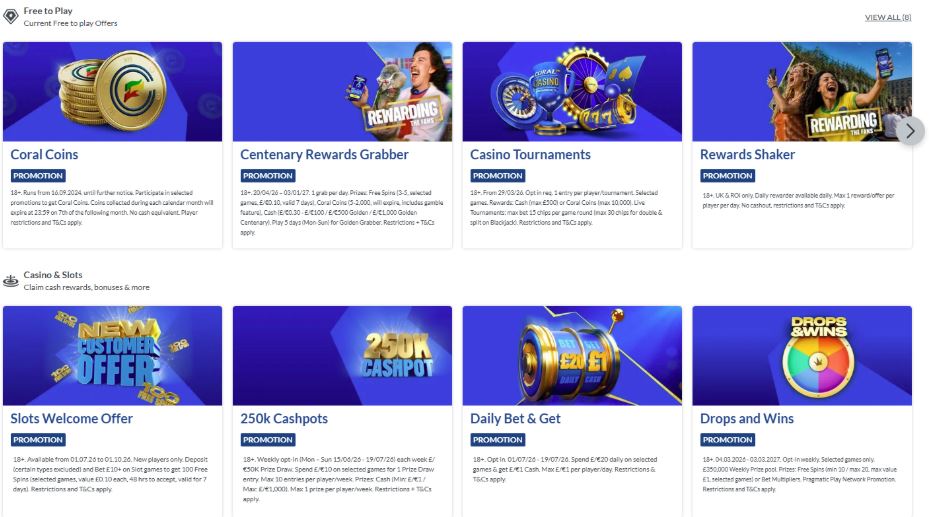 Coral Casino Promotions & Loyalty Program
