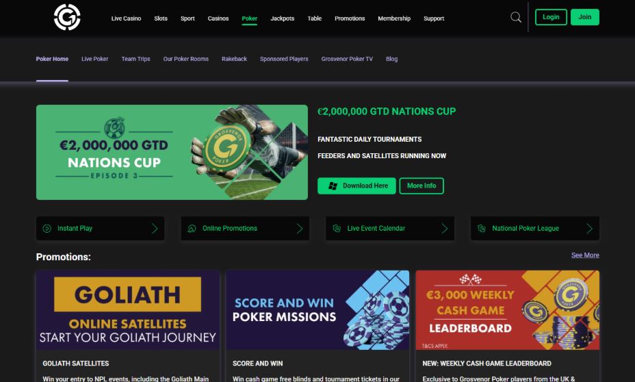 Grosvenor - Best Stakes Poker Sites