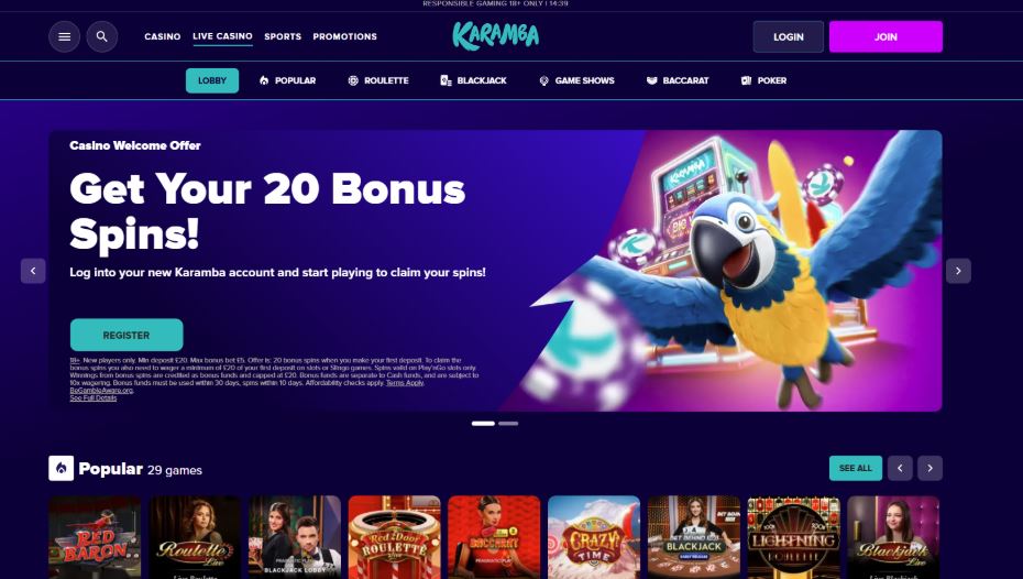 Karamba Casino - 20 FS