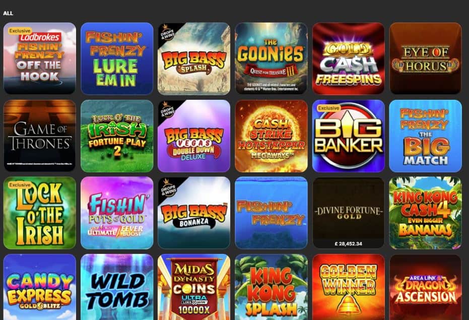 Ladbrokes Casino Game Selection
