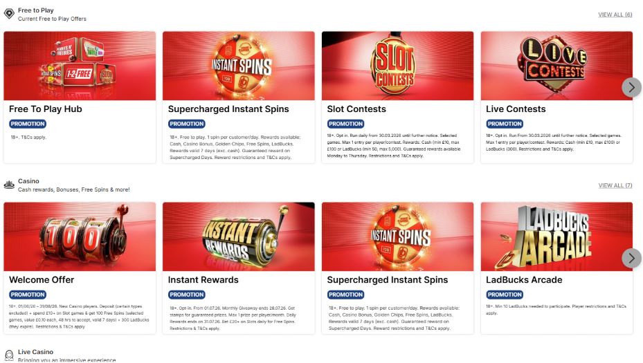 Ladbrokes Casino Promotions & Loyalty Program