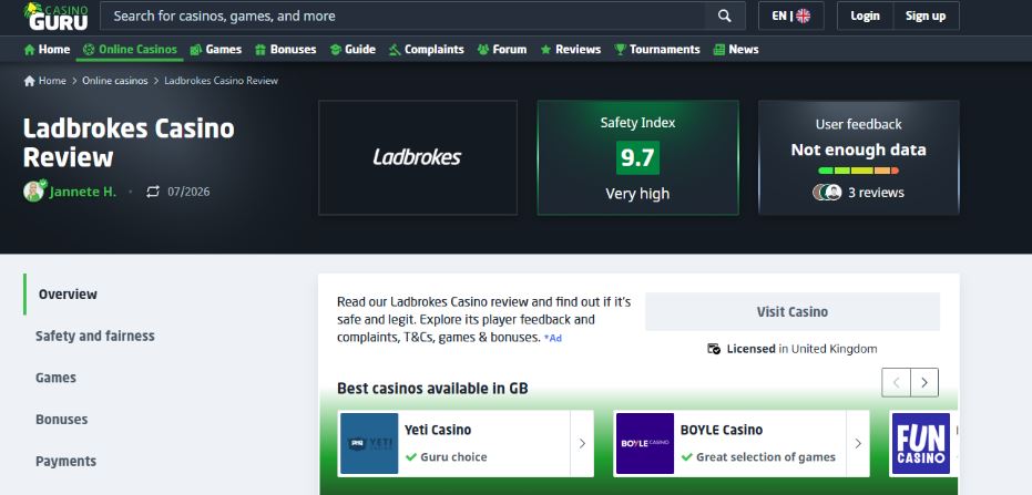 Ladbrokes Casino Reputation