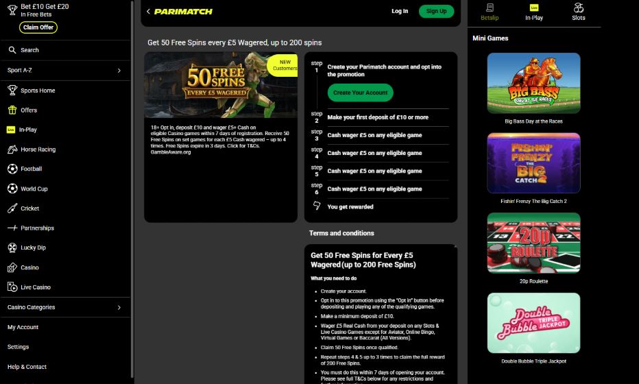 Parimatch Casino - 200 FS