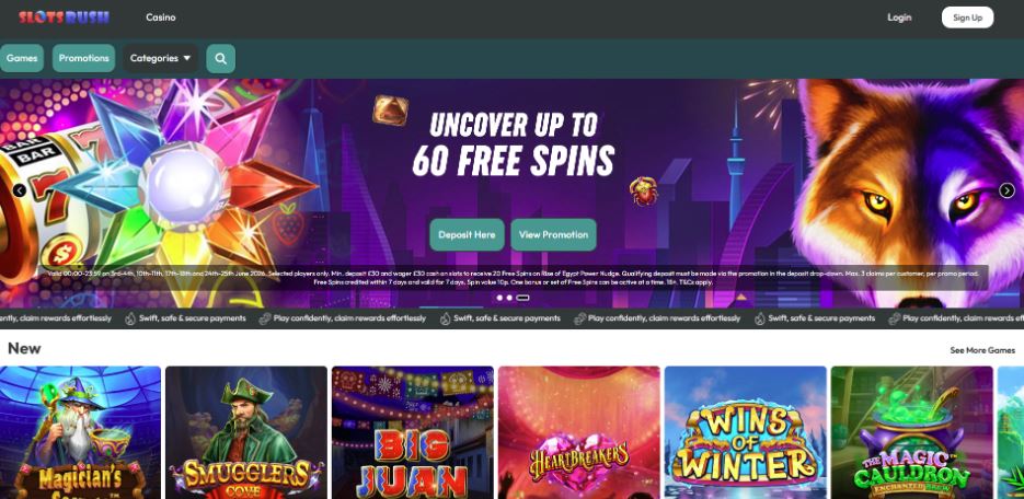 Slots Rush Casino - £20 Minimum Deposit