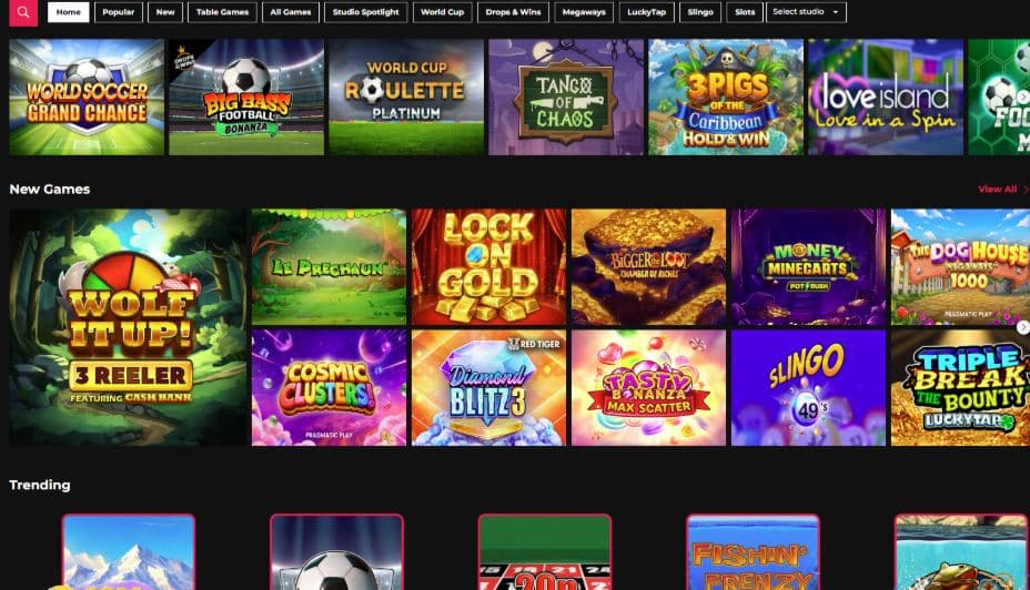 PlanetSport Bet Casino Game Selection