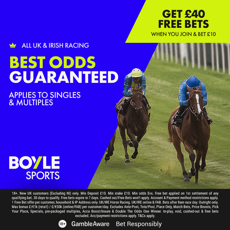 BOYLE Sports - Bet £10 Get £40 + BEST ODDS GUARANTEED ON HORSES (APPLIES TO SINGLES & MULTIPLES) 