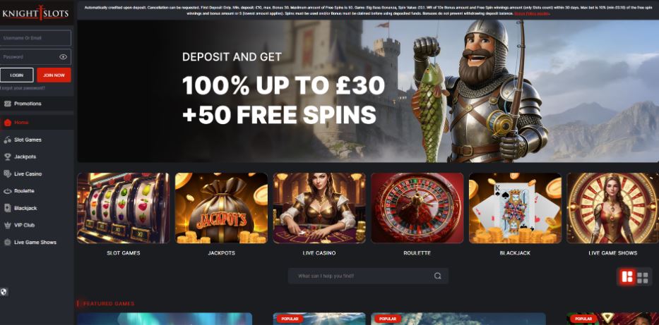Knight Slots Casino Welcome Offer