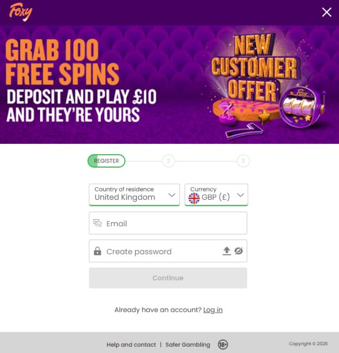 Foxy Bingo Registration Process